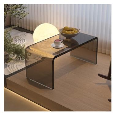 Imagem de Mesa de Centro Mesa pequena de janela flutuante acrílica, mesa de estar, mesa de computador, casa moderna simples tatami mesa curta Mesa de Chá(Gray)