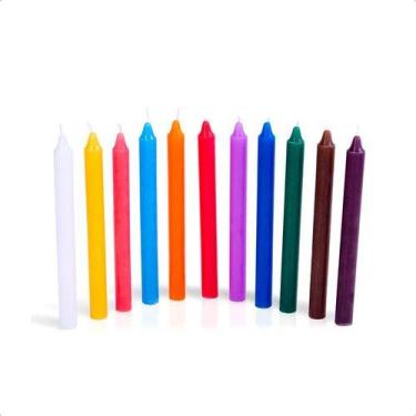 Imagem de Kit 100 Velas Votiva Palito Cores definidas 18cm Parafina Pura - Sete 