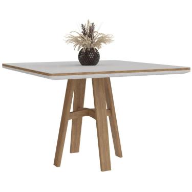 Imagem de Mesa Para Sala De Jantar 120x120cm ágata Tradição Móveis Naturalíssimo/branco