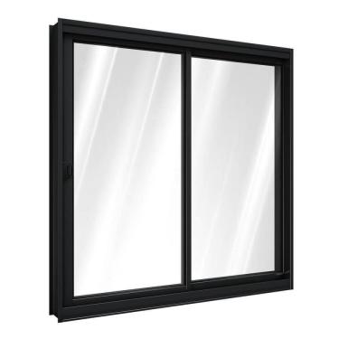 Imagem de Janela De Aço De Correr Lateral 1 Folha Móvel E 1 Folha Fixa 100x120cm Aço Pronto Riobras Preto