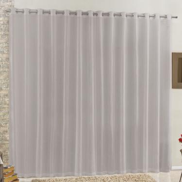 Imagem de Cortina 4 Mts Sala Quarto Voal E Linho Para Trilho Comum Cinza