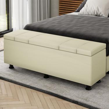 Imagem de Baú Sapateira Estofada Casal Queen Size 160 Cm Venus Corino Skybox Bege