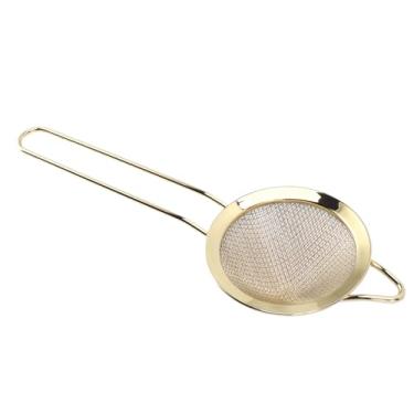 Imagem de Filtro de Malha Fina, Colher de Escumadeira 304 Aço Inoxidável Multifuncional Alta Eficiência Resistência à Corrosão para Suco Frutas Leite Soja (Ouro banhado)