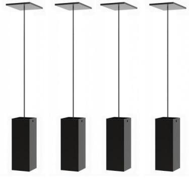 Imagem de 4 Pendente Industrial Preto Quadrado Moderno Luminária Elg - Metalcrom
