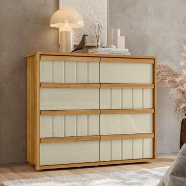 Imagem de Gaveteiro Tarsila 100% MDF ripado 8 gavetas - Cumaru Opala - Madetec