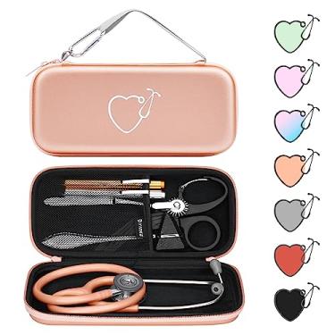 Imagem de Yinke Estojo Para Estetoscópio 3M Littmann Classic Iii, Lightweight Ii Se, Mdf Acoustica Deluxe, Estetoscópios Cardiology Iv - Tesoura Médica Com Espaço Extra, Caneta Reflex Hammer Penlight (Ouro Ro