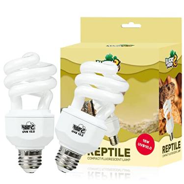 Imagem de LUCKY HERP Pacote Com 2 Lâmpadas Uva Uvb Para Répteis, 15 W, 10,0 Répteis Do Deserto, Lâmpada Fluorescente Compacta Terrário, Dragão Barbudo, Lagarto, Tartaruga