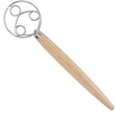 Imagem de FveBzem Batedor De Massa Dinamarquês Aço Inoxidável, Utensílios Para Fazer Pão Holandês, Batedeira Manual, Gancho Massa, Bolo, Sobremesa, Fermento Natural, Pizza, 13"