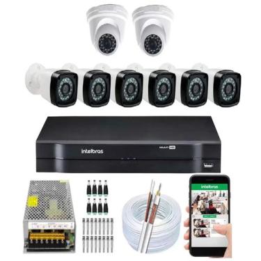 Imagem de Kit cftv 8 cameras de segurança infravermelho hd + dvr 8ch Intelbras f