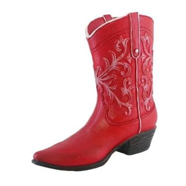 Imagem de IEUDNS Vaso de resina para bota de cowboy e cowgirl, arranjo floral, plantador de botas, vaso de flores secas para decoração de cozinha, presentes de, Vermelho