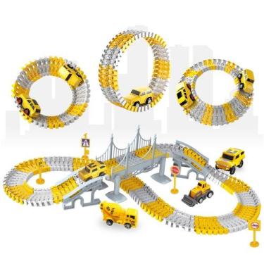 Imagem de Pista de Carrinhos Construção 180 Peças Brinquedo Infantil com Carrinh