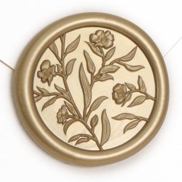 Imagem de UNIQOOO Adesivos de selo de cera - Adesivos de selo de envelope de convite de casamento de flores 3D, 50 peças autoadesivos Prosecco metálicos dourados claros, perfeitos para convite, Natal, embrulho