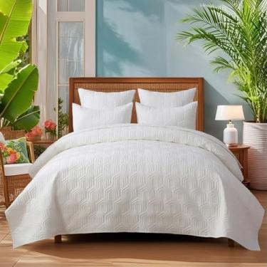 Imagem de Querencia Conjunto De Edredom Veludo Branco Tamanho Queen - Colcha Leve, Acolchoada Grande, Roupa Cama Moderna Geométrica Luxo Com 2 Fronhas, Todas As Estações (Completo/Queen)