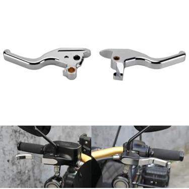 Imagem de FVMOTO Kit de alavanca de controle manual de 3 dedos 15 cm CNC Shorty Alavancas de freio e embreagem adequadas para Harley Softail Low Rider S Sport Glide Standard Street Bob 2015-2024 (cromado)