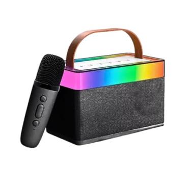 Imagem de Caixa de Som Portátil com Karaokê, Microfone Sem Fio, Iluminação RGB, 10W RMS, Bluetooth, USB (Preto)