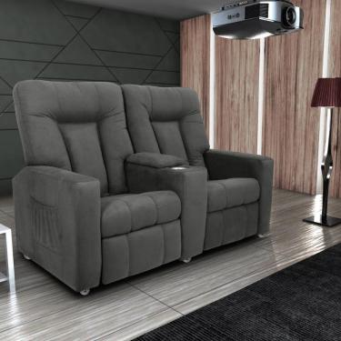 Imagem de Poltrona Reclinável 2 Lugares Kassel Veludo Light Cinza