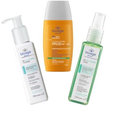 Imagem de Sabonete Facial + Tônico Facial + Protetor Solar Rotina Controle Oleosidade BIOAGE