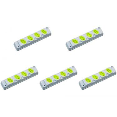 Imagem de Kit C/5 - Tomada Barra Fiolux Quadrupla 20A 2 Polos+Ter...