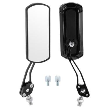 Imagem de INFINAUTO Espelhos retrovisores de motocicleta espelhos de guidão de liga de alumínio plástico preto ajustável M8/M10 forma quadrada
