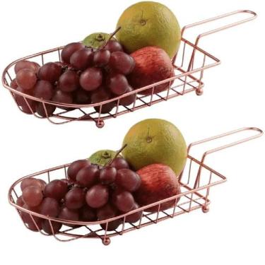 Imagem de 2 Cestos Canoa Aramado pra Fritura Servir Fruteira 34,5cm - Impo
