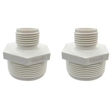 Imagem de Fitvell 2 peças de adaptador de mangueira de jardim PVC 1-1/5.1 cm NPT macho x 3/10.2 cm GHT macho para bomba de depósito e adaptador de mangueira de bomba de piscina