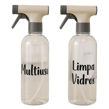 Imagem de Kit 2 Borrifador Spray Multiuso Manual Limpeza 500ml C/ Etiquetas - Ou