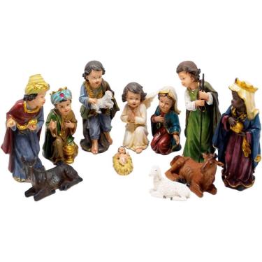 Imagem de Estatueta Presépio Nascimento Jesus 19cm Resina Natal 11Pçs