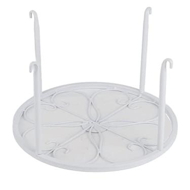 Imagem de KIMISS Planta de Ferro de Camada única - Piso Em pé Simples Baixa Prateleira de Panela para Varanda, Sala de Estar e Jardim - Suporte de Flor de Flores Resistente e Elegante (Branco)