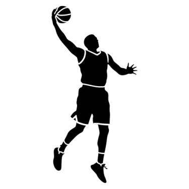 Imagem de Adesivo Jogador de Basquete Ideal para notebook carro portas vidros Paredes Quarto Infantil vários tamanhos (PRETO, 15x30,9cm)