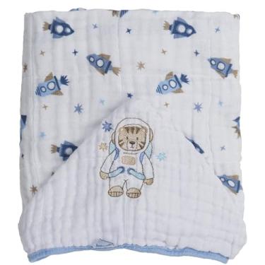 Imagem de Toalha com capuz Baby Joy Soft Estampada com Bordado - Foguetes