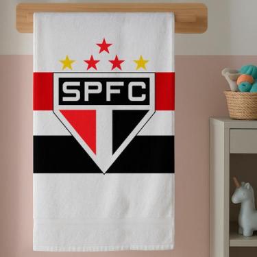Imagem de Toalha Estampa Infantil Com Estampa Time De Fultebol Paulo Banho Diver