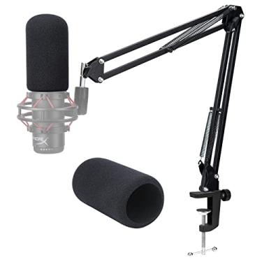 Imagem de WIBOND Para Braço De Lança Hyperx Quadcast - Suporte Microfone Atualizado Com Tampa Redutora Ruídos Vento, Tesoura Ajustável S, Adaptador 3/8" 5/8" Compatível A Maioria Dos Microfones