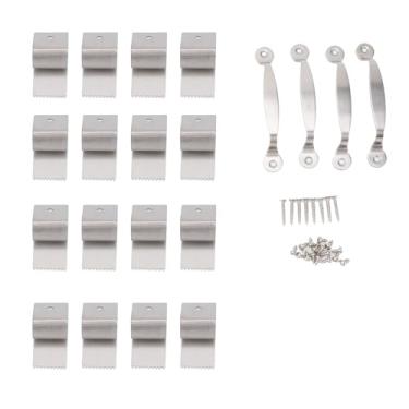 Imagem de Furacão Janela Clipes Aço Inoxidável Reutilizável Furacão Board Up Clips para Madeira Compensada Obturador Hardware Window Guard 16PCS Set (Cor original)