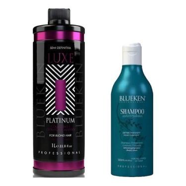 Imagem de Kit Semi Definitiva Blueken Platinum 1l + Shampoo + Brinde