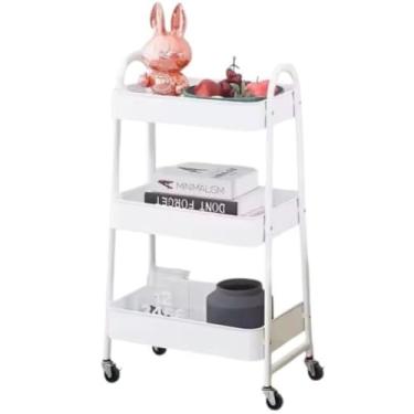 Imagem de Carrinho Organizador de Metal Multiuso 3 Prateleiras com Rodinhas(CARRINHO BRANCO)