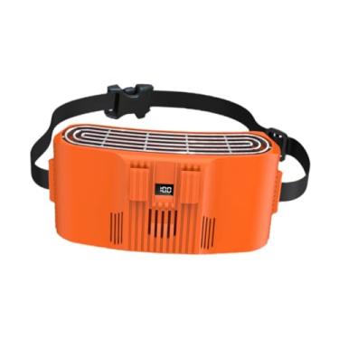 Imagem de Fenteer Ventilador de cintura com ventilador de cinto, respirável, com visor digital LED, confortável, portátil e multifuncional para viagens e atividades ao, Semicondutor Laranja
