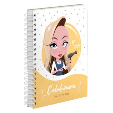 Imagem de Agenda Comercial 2026 Personalizada Capa Dura Cabeleireira Loira Cores (Amarela)