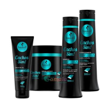 Imagem de Kit Haskell Cachos Sim Sh Cond Mascara e Creme em Gel 500ml