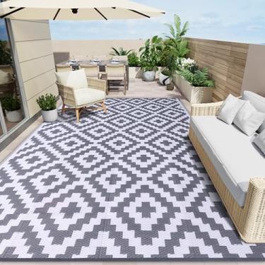 Imagem de Tapete impermeável para áreas externas OLANLY 2,7 m x 3,6 m, tapete de palha de plástico para áreas externas para camping, tapete para trailer, carpete para áreas externas para varanda, deck, quintal