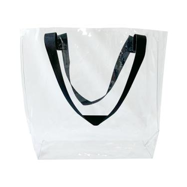 Imagem de TotePrint Bolsa de praia impermeável transparente 12,5 x 30 x 11 cm à prova de areia com alças, PVC resistente para piscina e viagens, B090-d2106-1-weave Handle, Large, Bolsa de praia