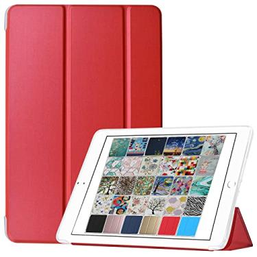 Imagem de DuraSafe Cases Para iPad Air 3 2019 10,5 polegadas [Air 3ª geração] A2152 A2123 A2153 A2154 Smart Três Dobras Leve Silicone Transparente Capa Frontal e Traseira - Escarlate