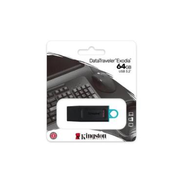 Imagem de Pen drive Kingston Exodia de 64GB padrão USB velocidade 3.2