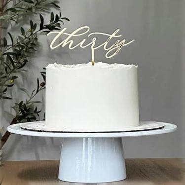 Imagem de Gold Script Thirty Cake Topper, Acrylic 30 Years Old Birthday,Cheers to 30 Years Cake Topper - 30th Birthday/30th Anniversary/Thirty theme Birthday Party for men/women