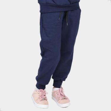 Imagem de Calça Moletom Infantil Com Bolso Quente Para Frio - Tech Malhas, Azul,