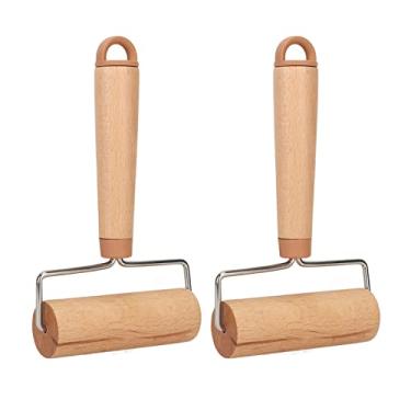 Imagem de Zerodis Pequeno Rolo de Massa Ergonômica de Madeira para Assar 2pcs 360 Graus Rotação Fácil de Limpar o Pino de Rolamento Pequeno para Pão de Pizza de Pizza