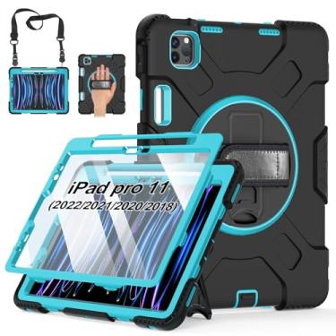 Imagem de Capa para iPad Pro 11 polegadas 2022/2021/2020/2018: capa de silicone de grau militar para iPad 11 polegadas 4ª/3ª/2ª/1ª/1ª geração com suporte - alça de ombro - suporte para lápis