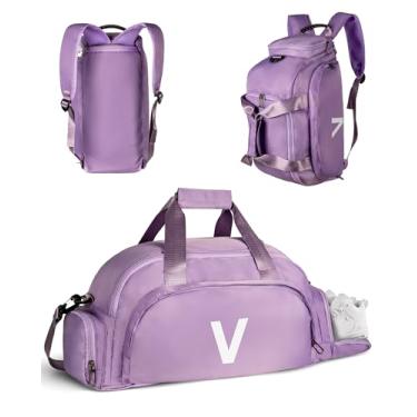 Imagem de Vogewood Presentes de aniversário para meninas de 4, 5, 6, 7, 8, 9, 10, 11, 12 e 13 anos, bolsas de ginástica com compartimento para sapatos, bolsa esportiva personalizada para meninas, monograma para