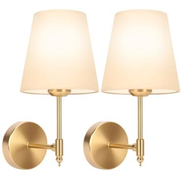 Imagem de Arandela Quarto, Arandela Sem Fio, Luminaria Sem Fio de Parede Curta(2 Peças), Sem Lâmpada, Candeeiro de Parede Sem Fios Dourado, Adequado para Quartos e Salas de Estar