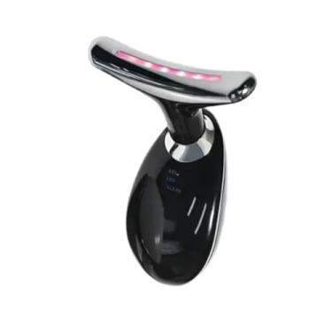 Imagem de Massageador Golfinho Facial Eletrico Com LED Fototerapia Para Pescoço Rosto E Ombro Antiidade (Preto)