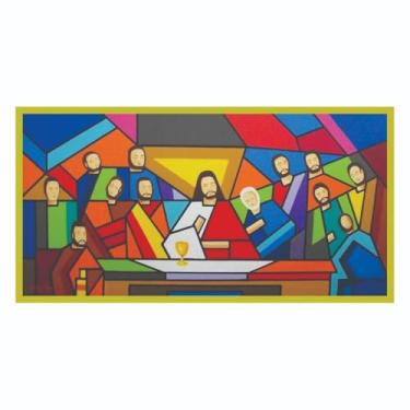 Imagem de Quadro Santa Ceia Religioso Jesus Com Moldura Dourada (Tela Canvas Moldura Dourada)